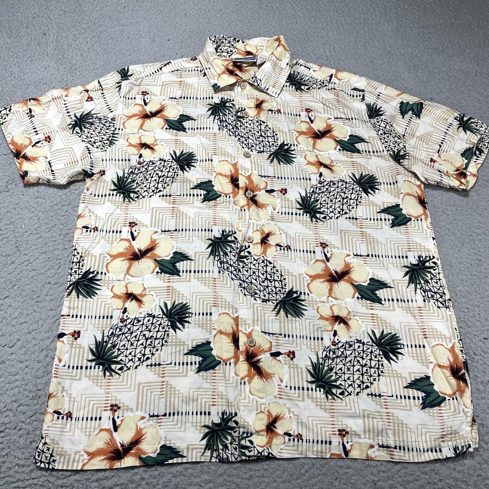 Northcrest Shirt‎ Mens Large Multicolor Hawaiian Aloha Rayon Tropical Floral